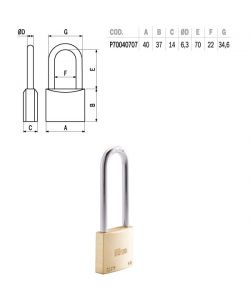 Lucchetto Ottone Mm 40 Arco Lungo City Iseo