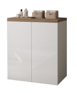 Savini Base doppia bagno bianco lucido e noce - 71x65x91,6 cm