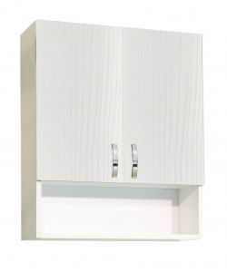 Savini Pensile Bagno 2 Ante con Vano - Bianco Nordico -59x22x71 cm