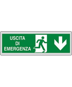 Adesivo segnaletico Uscita d'Emergenza freccia in basso 15CMx5CM