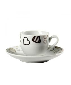 Tazza Caff� Porcellana Cuori Pz 6 Bellintavola