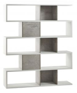 Libreria Modulare H178 L150 Kit Ossido Bianco Cemento 180X150X38 Cm