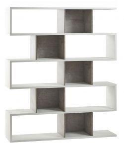 Libreria Modulare H178 L150 Kit Ossido Bianco Cemento 180X150X38 Cm