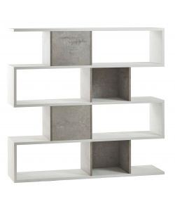 Libreria Modulare H150 L150 Kit Ossido Bianco Cemento 144X150X38 Cm