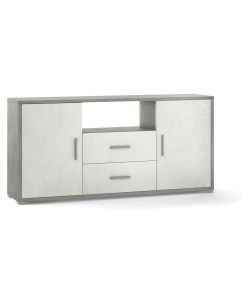 Madia 2 ante 2 cassetti Doubl 84 x 174 x 41 cm Cemento - Ossido Bianco