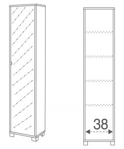 Mobile in kit colonna 1 anta 190 x 43 x 29 cm Bianco Fiammato - Specchio Naturale