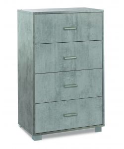 Relaxdays Mobiletto vintage 4 cassetti cassettiera originale effetto  cemento tiretti con motivo HLP: 68x60x40 cm, grigio