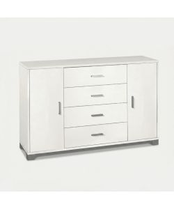 Sarmog Madia moderna bianca 2 ante 4 cassetti 136x41x86 cm elegante