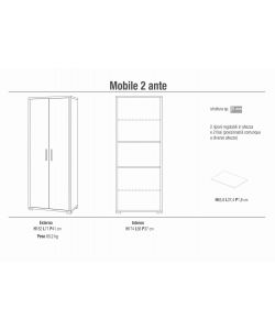 Sarmog Mobile Multiuso Doublè in Ossido Bianco e Cemento - 182x71 cm