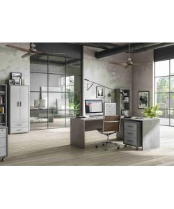 Sarmog Mobile Multiuso Doublè in Ossido Bianco e Cemento - 182x71 cm