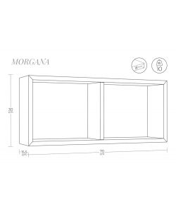 Mensola da Parete Morgana Doppio Cubo color Tortora - 70x15,5x30 cm