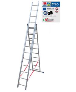 Facal Scala Telescopica Stilo Alluminio Blu 6,84 m - 3 Rampe 9 Gradini