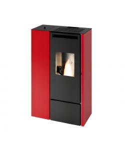 Punto Fuoco Stufa a Pellet Slim Pia Canalizzata - Rosso - 11 kW
