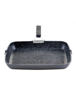 Bistecchiera Antiaderente Grandi Cotture con Manico Pieghevole 36x26cm