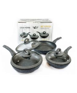 Set 3 Padelle Gran Pierre Antiaderenti Induzione con Coperchio