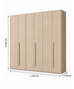 Mcs Mobili Armadio Easy 6 Ante in Olmo - Spazioso e Armonioso 244x53x244 cm