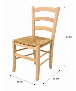 Sedia Paesana in Legno Naturale - Dimensioni 40x35 h87 cm