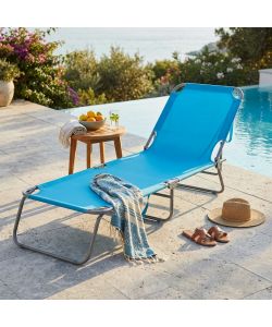 Lettino Mare Azzurro 188x55cm - Regolabile per Massimo Relax