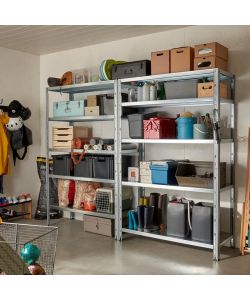 Prometal Scaffale Metallico Grigio 5 Ripiani 100x40 cm - Organizzazione Magazzino