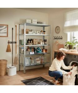 Prometal Scaffale Metallico Grigio 5 Ripiani 100x40 cm - Organizzazione Magazzino