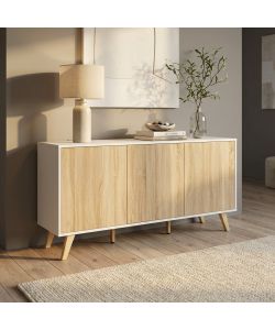 Cosma Mobile Elton Soggiorno 3 Ante Bianco e Naturale 150x75 cm