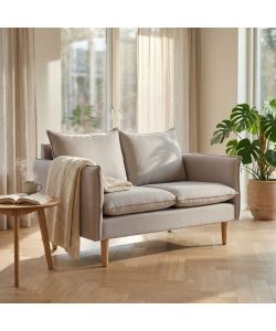 Cosma Divano 2 Posti Beige in Tessuto con Gambe in Legno 130x84x82 cm