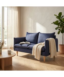Cosma Divano 2 Posti Blu in Tessuto 130x84x82 cm per Soggiorno
