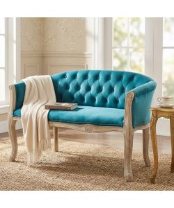 Cosma Divano Coleman Blu Velluto e Legno 107x61x70 cm Soggiorno