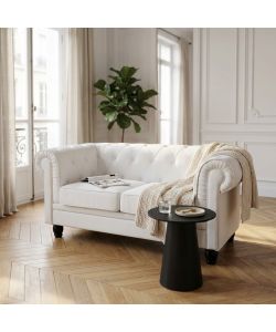 Cosma Divano 2 Posti Chesterfield Ecopelle Bianco 152x74x82 cm