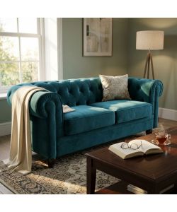 Cosma Divano Chesterfield 3 posti Blu 197x74 cm