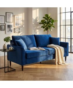 Cosma Divano 3 Posti in Velluto Blu 196x81x89 cm per Soggiorno