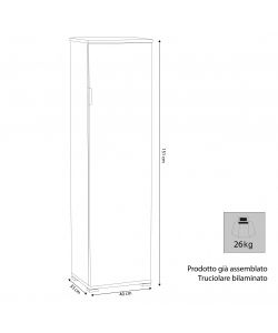 Cosma Portascope Bianco Armadio 40x33x151 cm Legno Truciolare