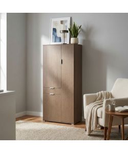 Cosma Armadio 3 Ante e 1 Cassetto Rovere Grigio 75x38x174 cm