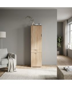 Cosma Armadio 2 Ante e 1 Cassetto Naturale 45x38x174 cm Marrone Chiaro
