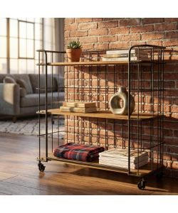 Cosma Carrello Cucina Multiuso Metallo e Legno Marrone 104x36x93 cm
