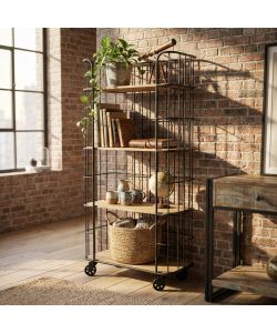 Cosma Mobile Amyas in Metallo e Legno 4 Ripiani Nero 77x39,5x168 cm
