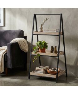Cosma Mobile Braiden in Legno e Metallo 3 Ripiani Nero 52x41x99,5 cm