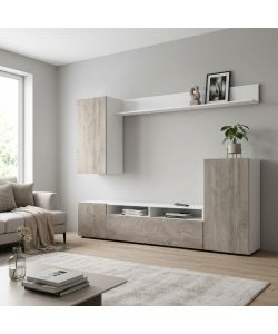Cosma Parete Soggiorno Bridge Bianco Rovere Chiaro 210x36.5x170 cm