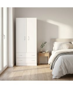 Cosma Armadio 2 Ante 2 Cassetti Bianco Moderno 80x52x180 cm