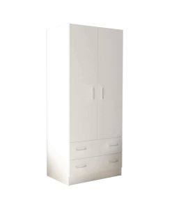 Cosma Armadio 2 Ante 2 Cassetti Bianco Moderno 80x52x180 cm