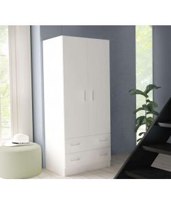 Cosma Armadio 2 Ante 2 Cassetti Bianco Moderno 80x52x180 cm