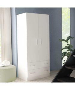 Cosma Armadio 2 Ante 2 Cassetti Bianco Moderno 80x52x180 cm