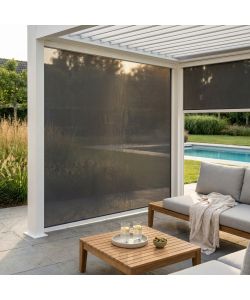Cosma Laterale per Pergola Bioclimatica 3x4 Grigio Scuro in Textilene