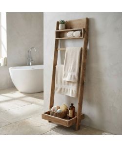 Cosma Scaffale da bagno in legno di pino riciclato marrone 62x45x175 cm