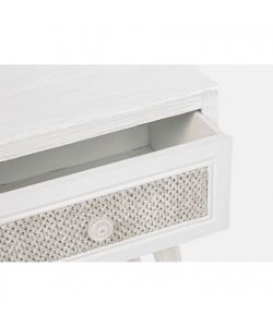 Bizzotto Mobiletto Comodino Montiel Bianco 35x30x46,5cm con Cassetto in Tessuto