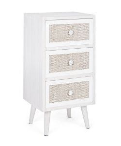 Bizzotto Cassettiera Montiel 3 Cassetti Bianco e Noce 38x30,5x72,5 cm