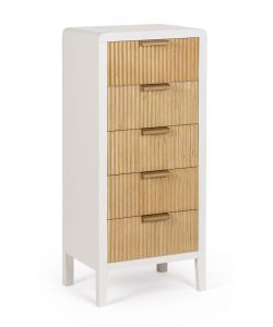Bizzotto Cassettiera Charley 4 Cassetti Bianco Naturale 40x30x92 cm