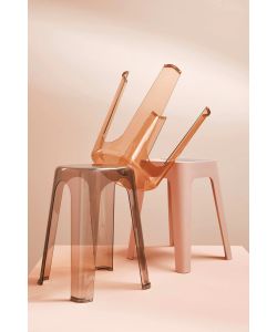 Bizzotto Sgabello Sonny Grigio Trasparente Impilabile H46,5 Cm