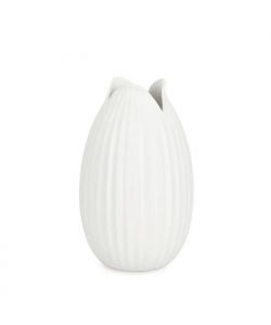 Vaso Bombato Devlyn Porta Fiori Ovale Bianco 20x33 cm Decorativo