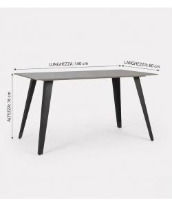 Bizzotto Tavolo Arjeta Effetto Marmo Nero Elegante 140x80x76 cm